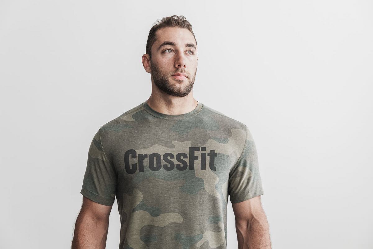 Nobull Crossfit® Men's T Shirts Green Camo | Australia (WL3927)